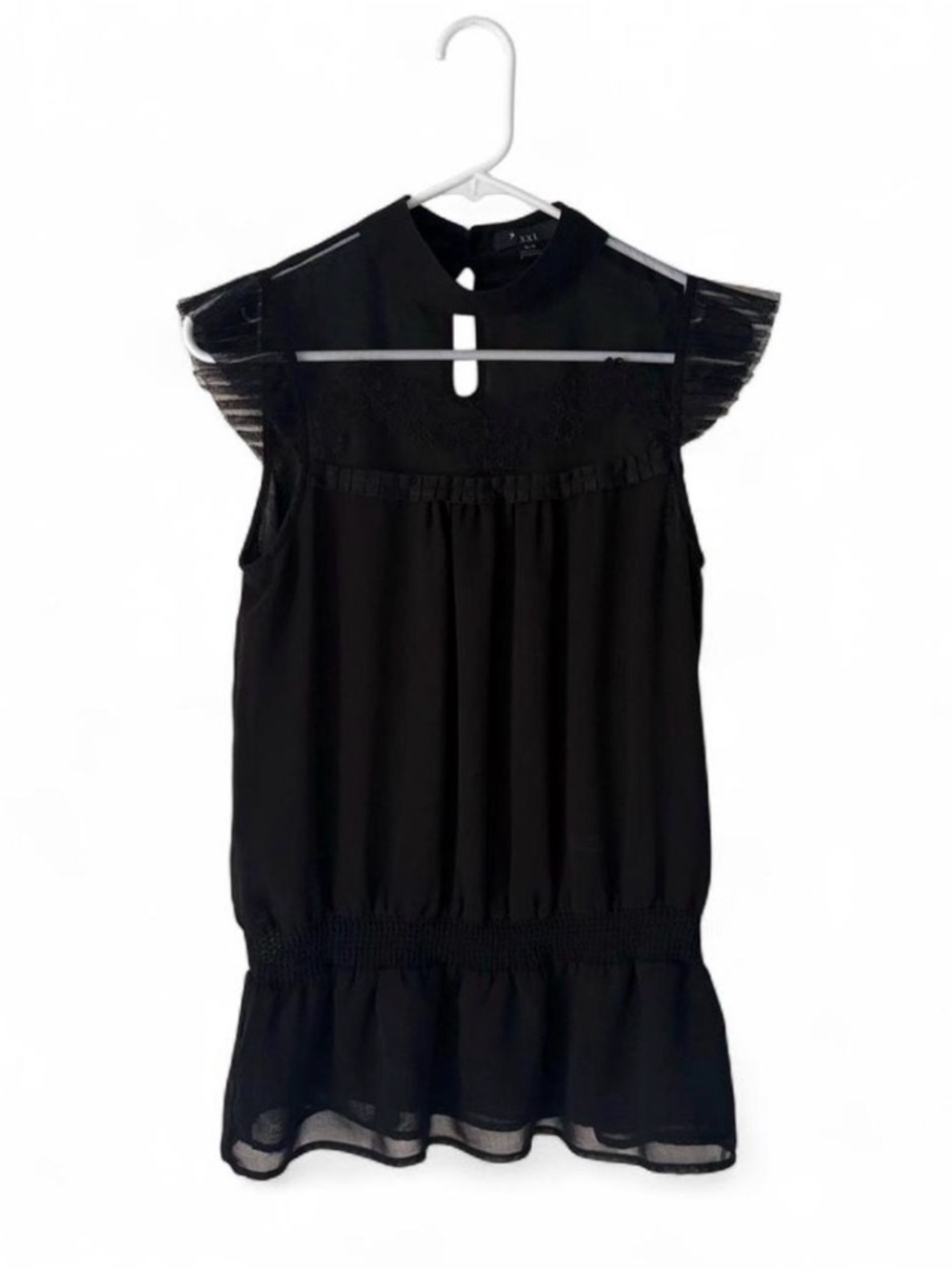 Forever 21 Black Ruffled Sleeve Blouse